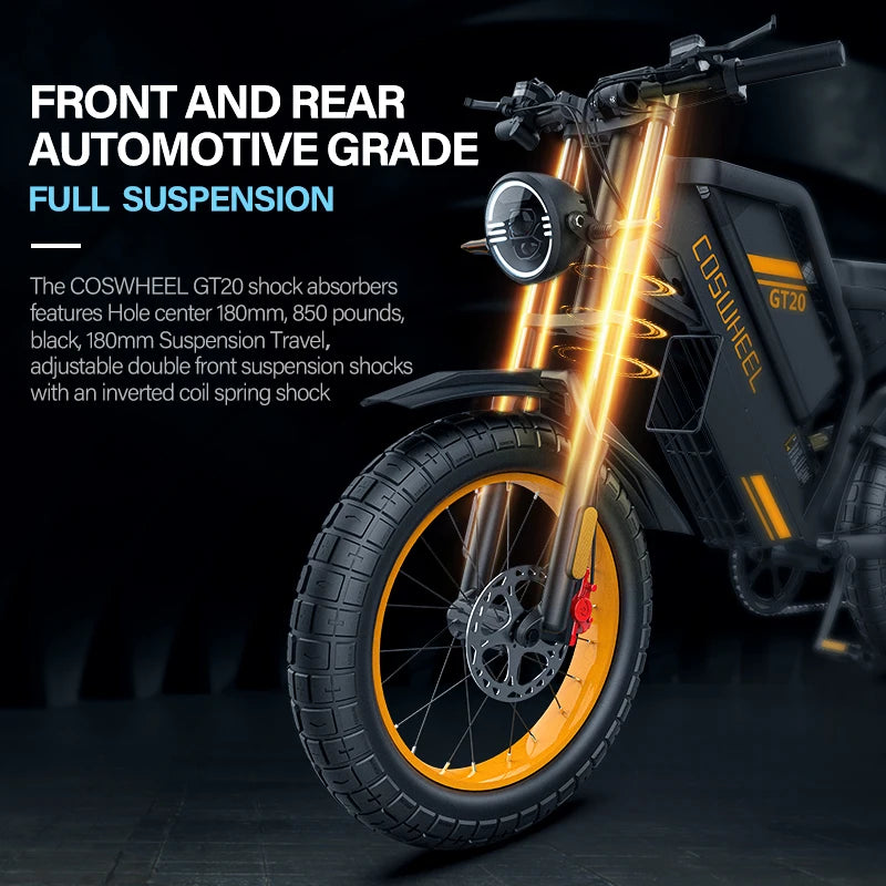 Electric Motorcycle, 20"x4" All-Terrain Fat Tires, Hydraulic Disc Brakes, 1500w  Brushless High-Speed Motor, Headlight