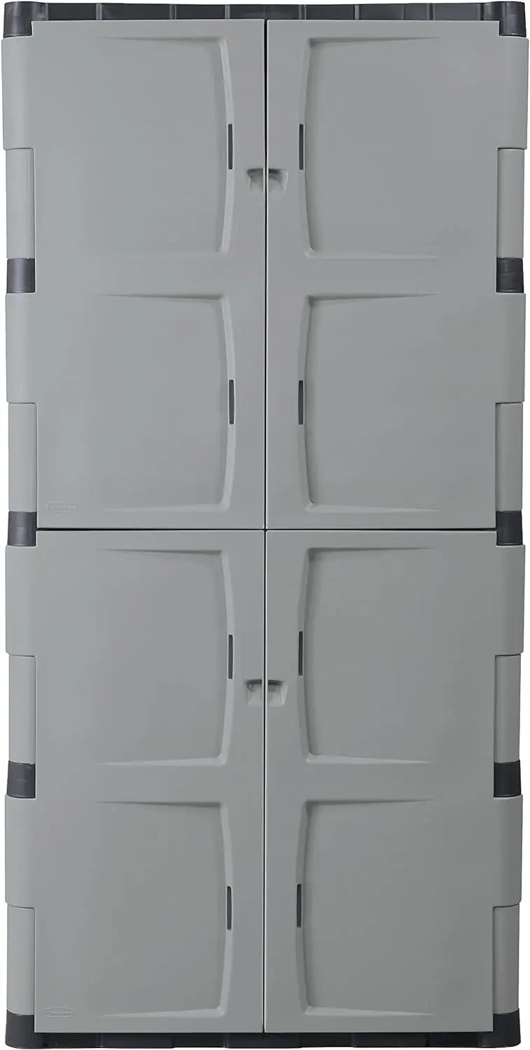 Freestanding Storage Cabinet with Four Shelves & Double Doors, Maintenance-Free Resin Construction