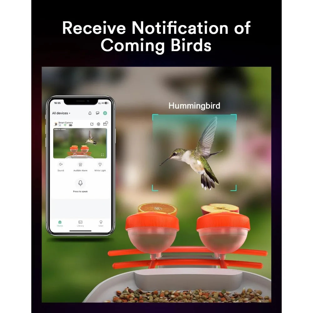Smart Bird Feeder with Solar Powered Camera, 1080P HD, AI Identify 10000 Bird Species, Auto Capture Videos & Motion Detection