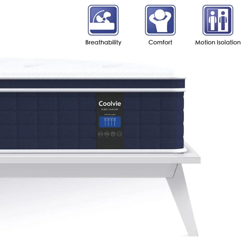 Hybrid 12" XL Twin Mattress in a Box, Medium Firm Feel, 3 Layer Premium Foam with Pocket Springs for Pressure Relieving