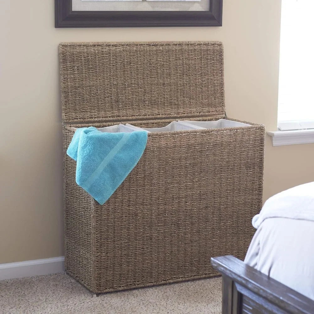 Wicker 3 Section Clothes Hamper