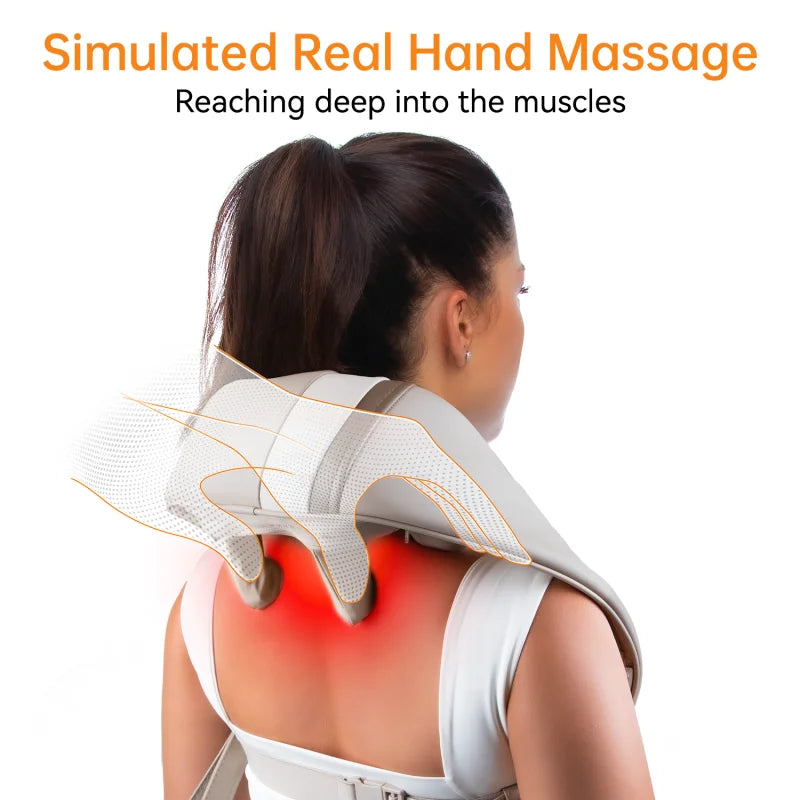 Electric Neck & Back Massager Pillow with 4D Kneading Hot Compress, Hands Free Muscle Relaxing Massage