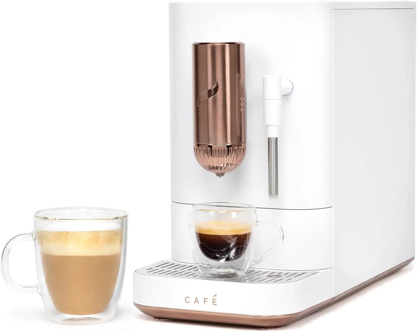 Coffee Maker, Automatic Espresso Machine & Milk Frother with Built-In & Adjustable Espresso Bean Grinder, 1.2 Liter Coffee Maker