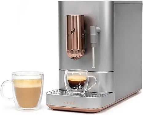 Coffee Maker, Automatic Espresso Machine & Milk Frother with Built-In & Adjustable Espresso Bean Grinder, 1.2 Liter Coffee Maker