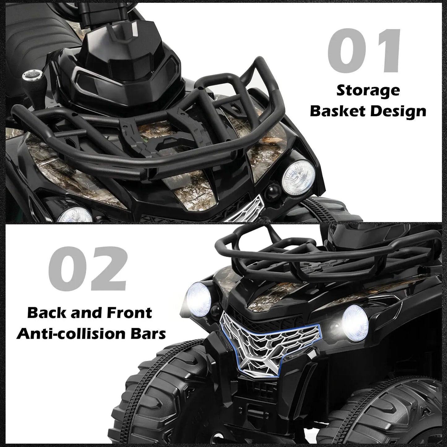 Electric 4 Wheeler 12V, Kids Ride On ATV with 2 Speeds & Headlights