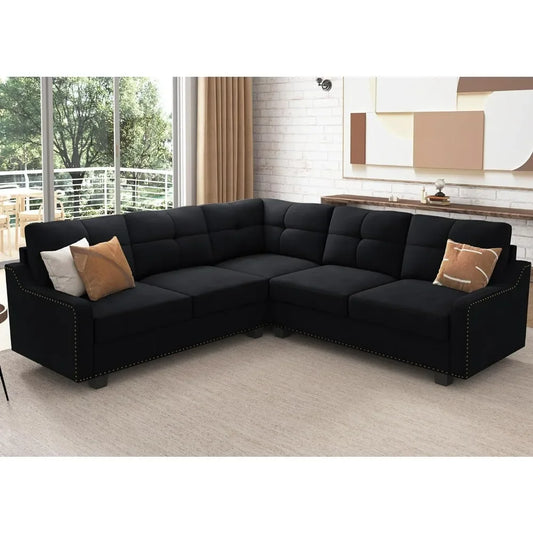 Compact Sectional Sofa, L Shaped Reversible Couch for Small Apartment or Living Room