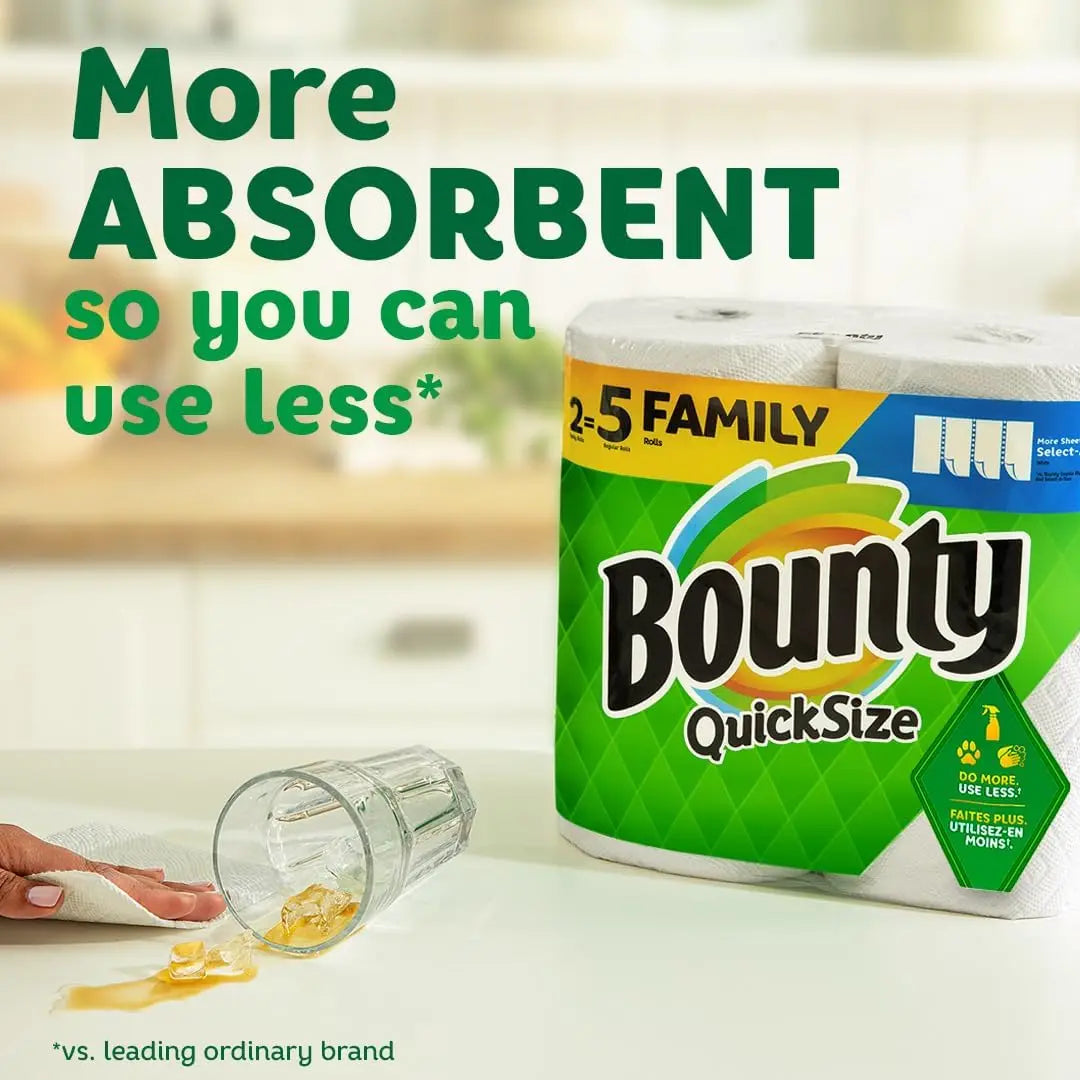 Quick Size Paper Towels, White, 16 Family Rolls