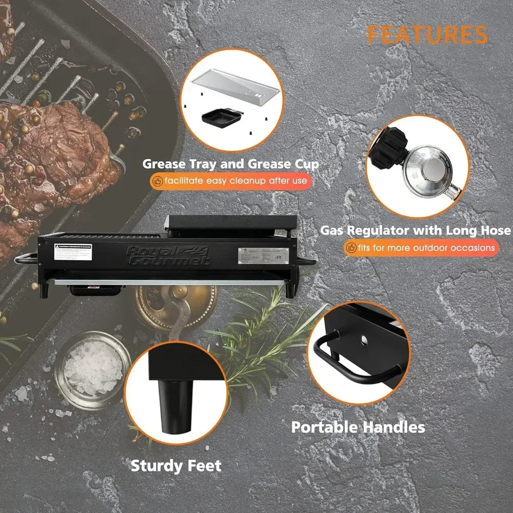 Tabletop Gas Griddle Combo with 4 Independently Controlled Burners, Sure Spark Ignitor & 40000 BTU