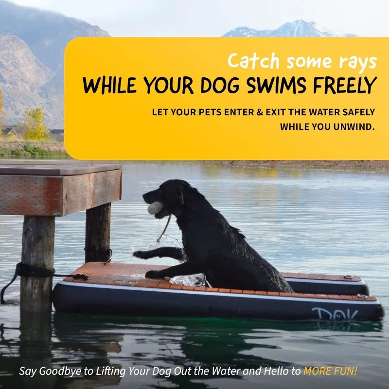 Dog-DOK Inflatable Dock Platform, Safe & Easy Water Access to Boats, Lakes & Pools, Floating Non-Slip EVA Foam for Dogs Up to 230 lbs.