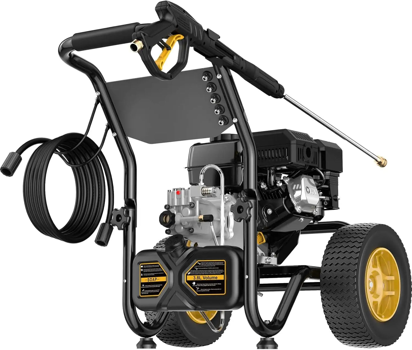 212 cc Gas Engine Pressure Washer 3600 PSI, 2.7 GPM, 30' Pressure Hose with Wand, 5 Quick-Connect Nozzles & 1-Gallon Soap Tank