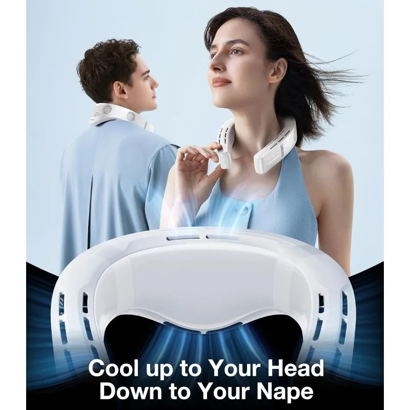 Neck Air Conditioner with 6000 mAh Battery, 360° Cooling, Simultaneous Charge & Use, 3 Modes: Fan, Cool & Heat Therapy