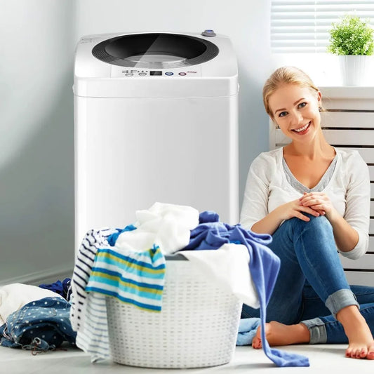 Compact Portable Washing Machine with Full Automatic Washer & Spinner Combo, Built-in Pump Drain, 8 lbs. Capacity & 6 Programs & 3 Water Levels