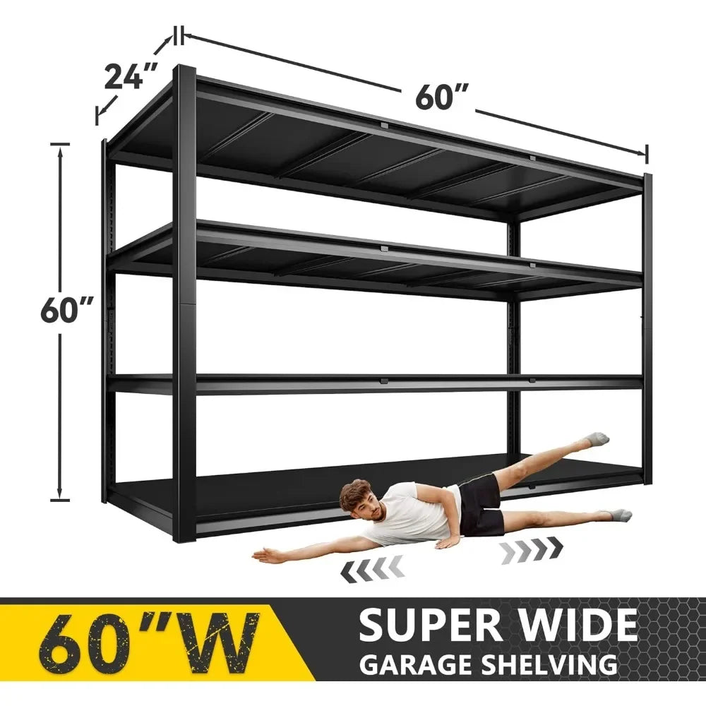 Heavy Duty Adjustable Storage Shelves, Industrial Strength Powder Coated Steel, Easy Assembly Interlocking System, 5-Tier or 4-Tier