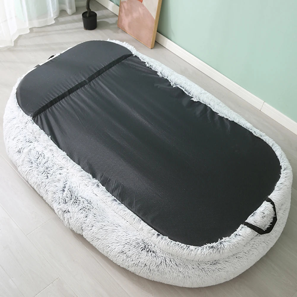 Large Size Human & Dog Bed with Raised All-Around Padded Rim, Large Side Pockets & 2 Carry Handles; Strengthens the Bond with Your Fur Baby