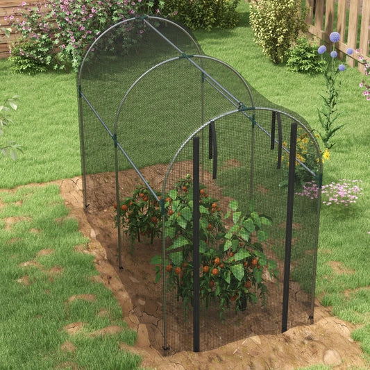 Walk-in Galvanized Steel Crop Cage with Zippered Door, Protects Plants & Flowers from Birds or Other Animals