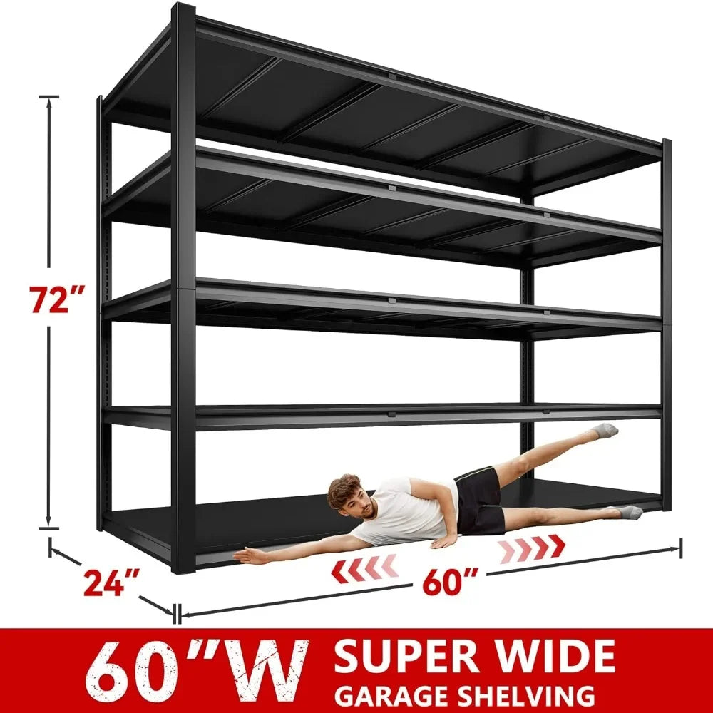 Heavy Duty Adjustable Storage Shelves, Industrial Strength Powder Coated Steel, Easy Assembly Interlocking System, 5-Tier or 4-Tier