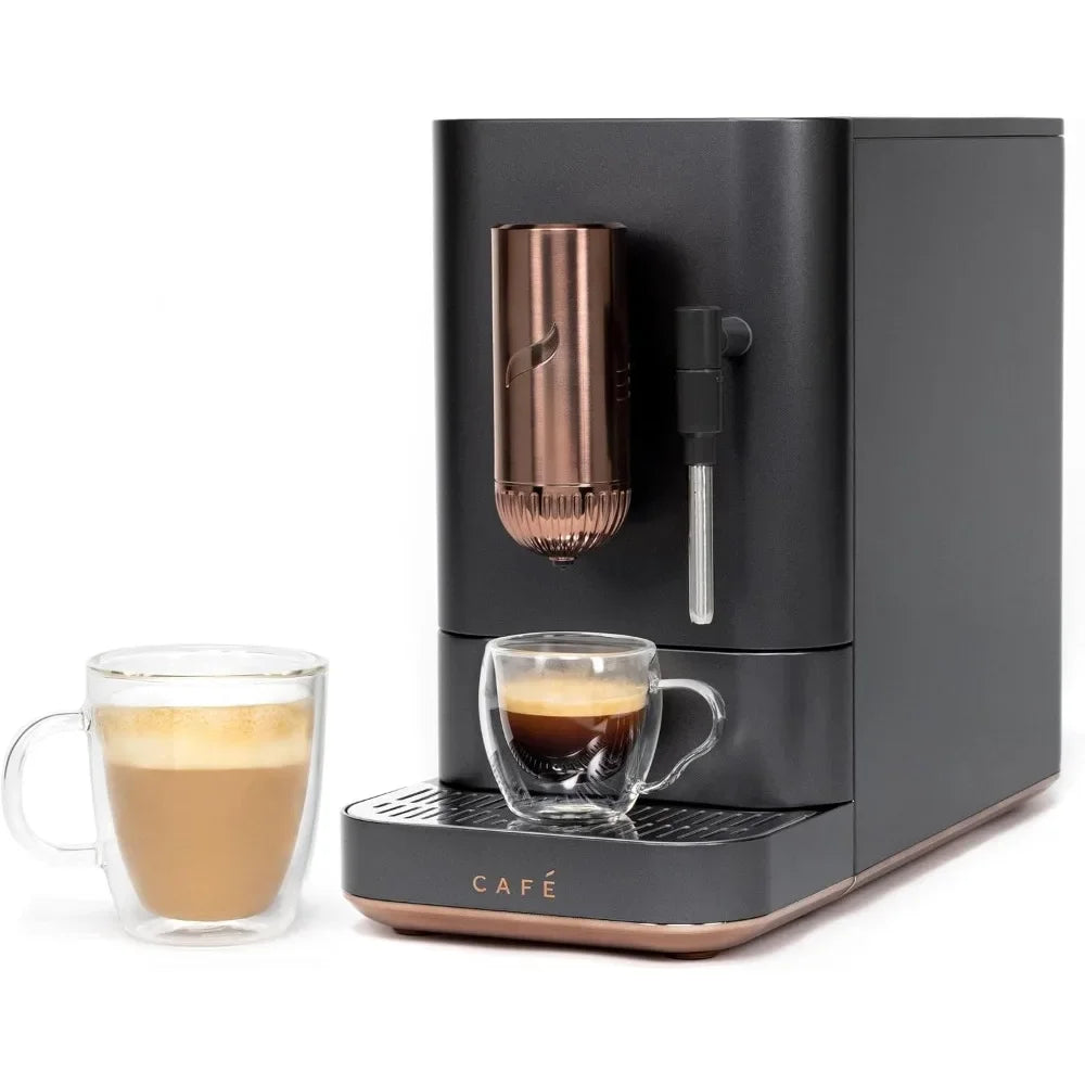 Coffee Maker, Automatic Espresso Machine & Milk Frother with Built-In & Adjustable Espresso Bean Grinder, 1.2 Liter Coffee Maker