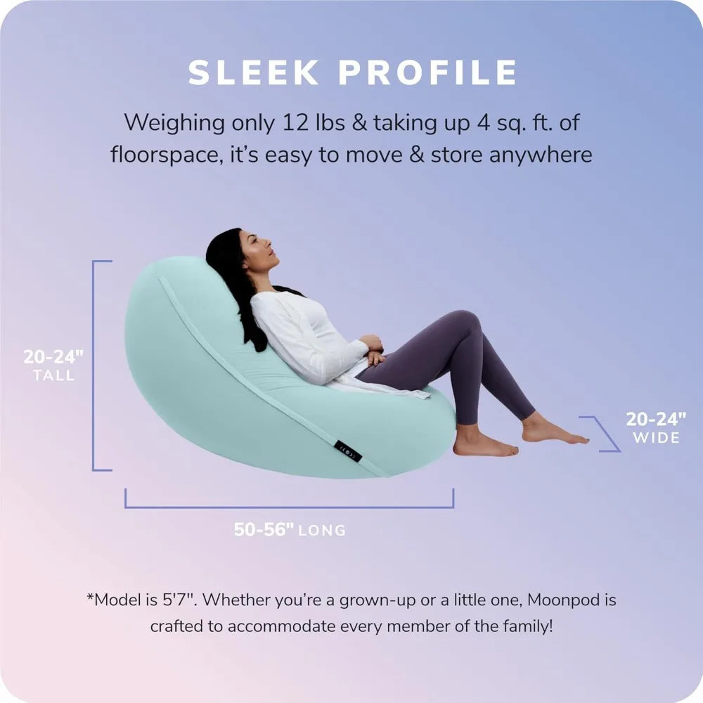 Moon Pod Beanbag Chair with Micro-Bead Filling for Zero-Gravity Sensation, Machine Washable Cover, Weighs 12 lbs.