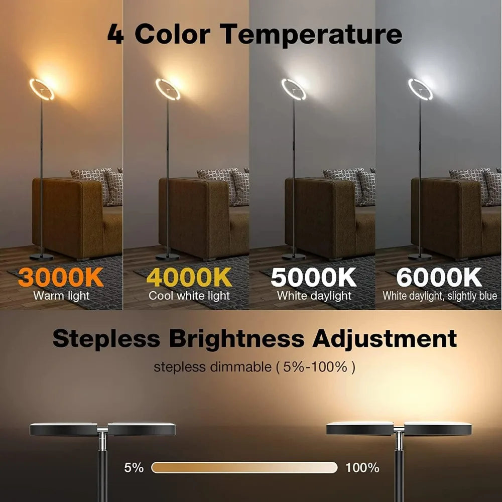 Modern Floor Lamp, Dimmable LED 20W, 3000-6000K, Touch & Remote Control