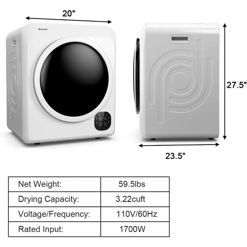 Electric Portable Clothes Dryer, Front Load 13.2lbs Capacity