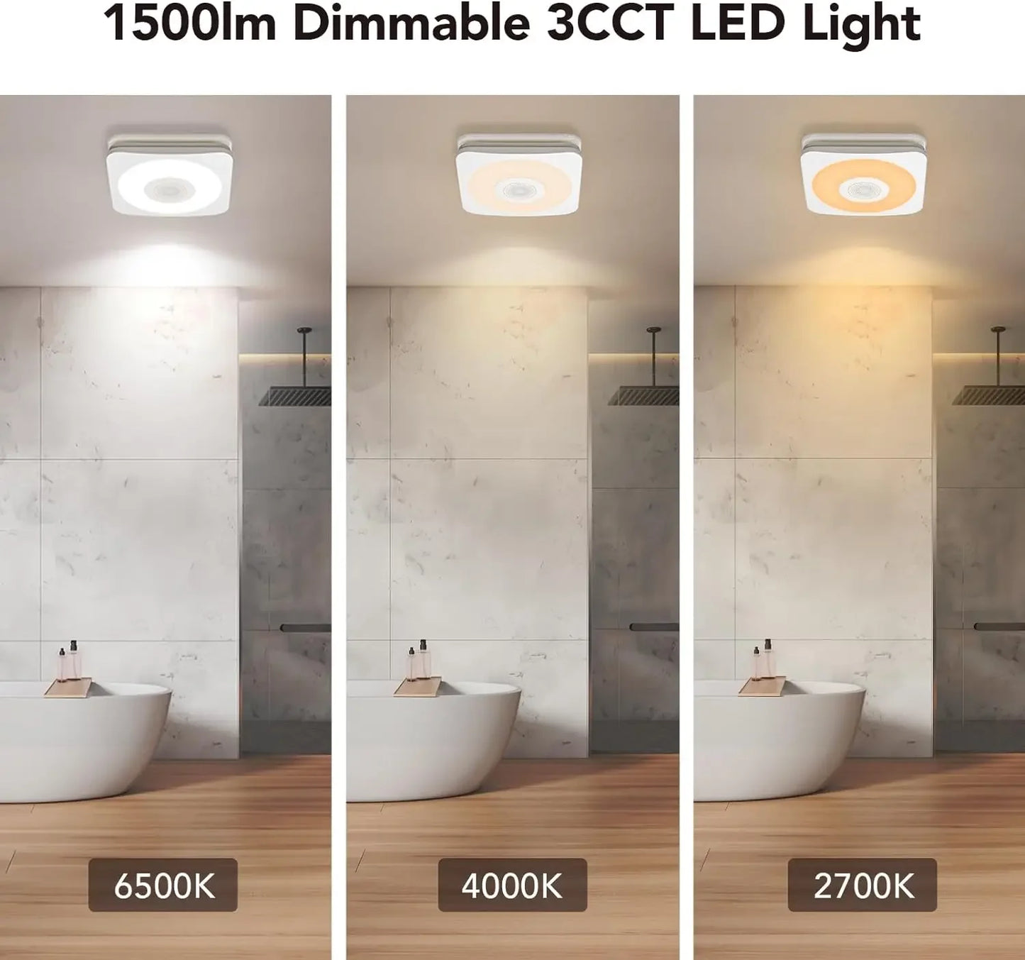 Bathroom 2-Speed Exhaust Fan with Bluetooth Speaker & 7-Color Led Light & Remote