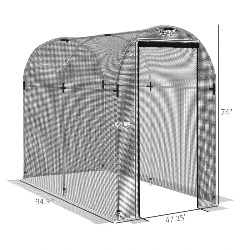 Walk-in Galvanized Steel Crop Cage with Zippered Door, Protects Plants & Flowers from Birds or Other Animals