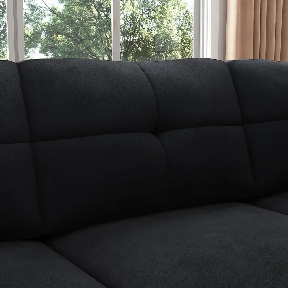 Compact Sectional Sofa, L Shaped Reversible Couch for Small Apartment or Living Room