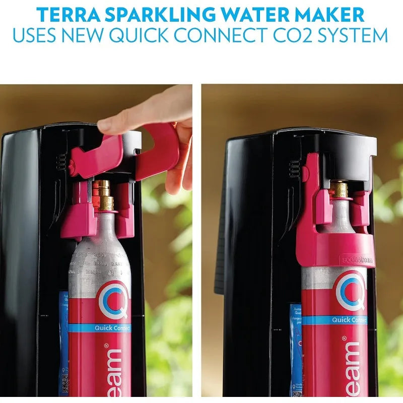 Sparkling Water Maker Bundle with 2x - CO2 Cylinders, 3x -Dishwasher Safe Bottles & 2x -40ml Drops Flavors