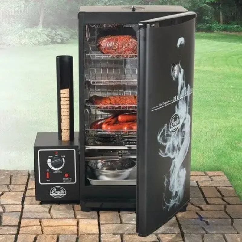 Natural Draft Vertical Electric Smoker 4 Rack, Smoke Diffuser System Keeps The Smoke Flowing