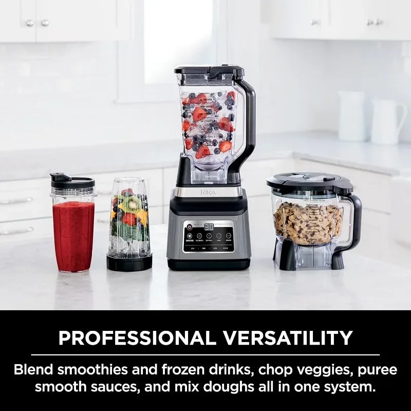 Professional Plus Kitchen System with 72 oz. Pitcher, 8-Cup Processor Bowl & 2-24 oz. Single-Serve Cups, 1400 Peak Watts, 5 Functions for Smoothies