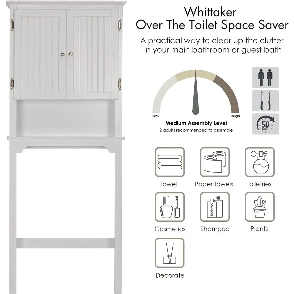 Over The Toilet Bathroom Organizer/Storage Cabinet with Adjustable Panels, 66"