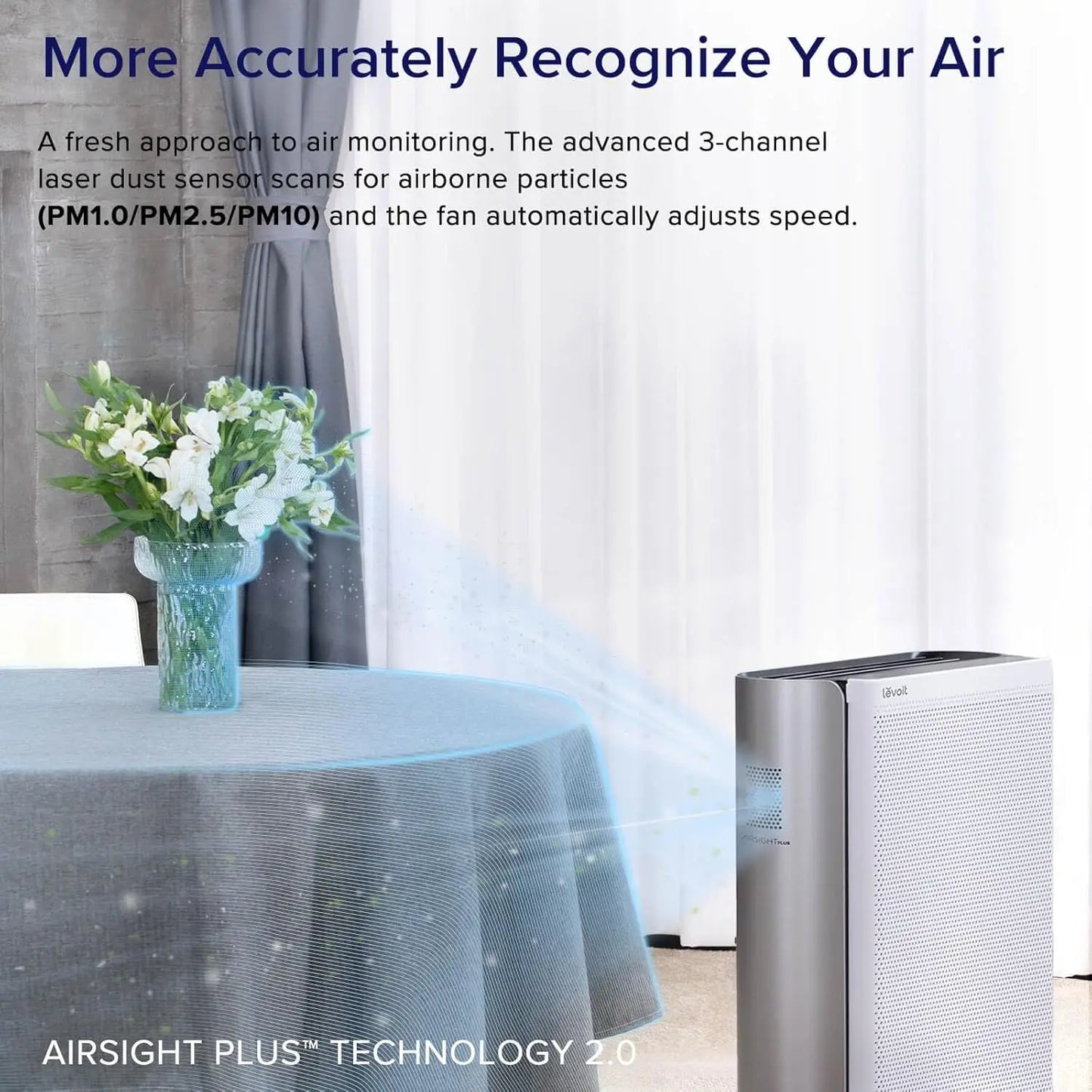 Air Purifier for Large Rooms with Smart Wi-Fi, Washable Filter, Extra Large Fan, Adjustable Air Vent & 3-Channel Air Quality Monitor