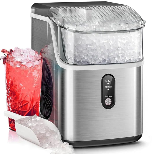 Self Cleaning Ice Machine with Scoop & Basket, Makes 35lbs. of Chewable Nugget Ice Per Day