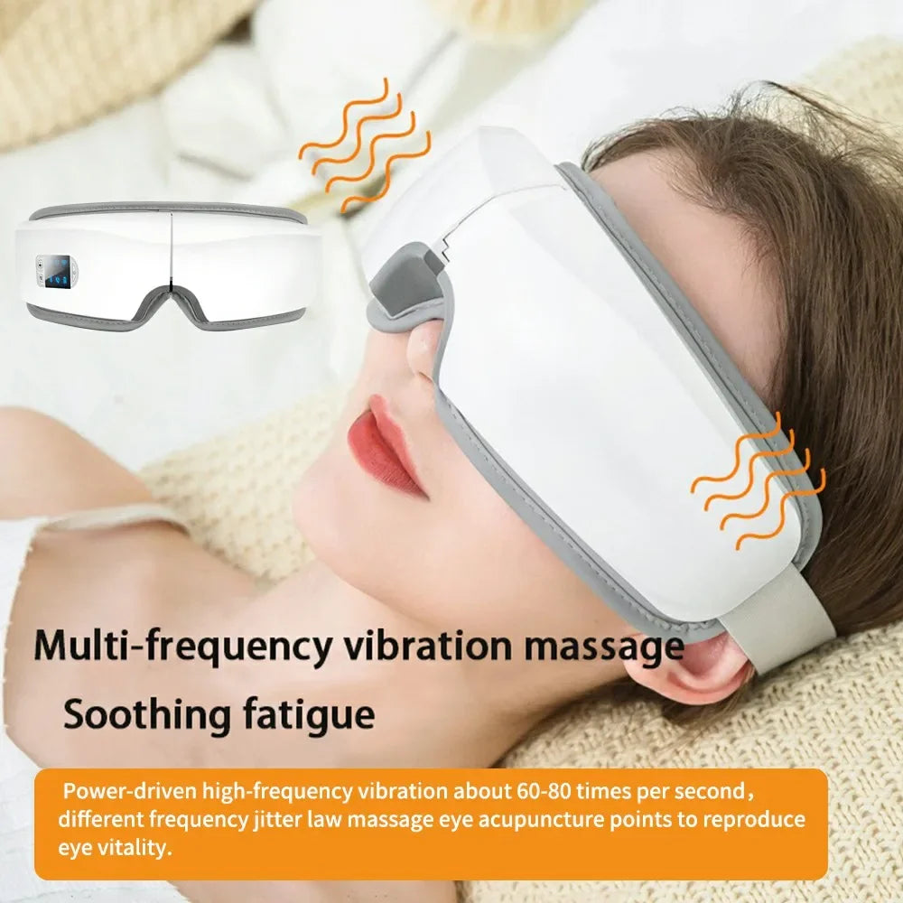 4D Smart Eye Massager, Bluetooth Version, Multi-Frequency Vibration Massage, Migraine Reliever, LCD Display