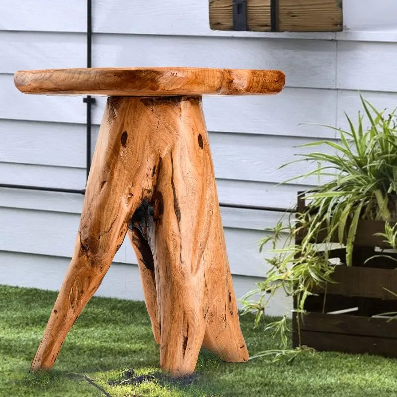 Wood Stump Side Table 18.9" Tall, Freeform Natural Plant Stand for Garden, Yard, Living Room or Bedroom