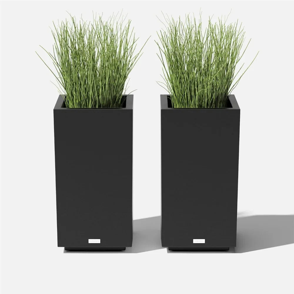 Series Pedestal Tall Planters for Indoors or Outdoors with Removable Insert Bucket. Double Wall Construction & Lightweight