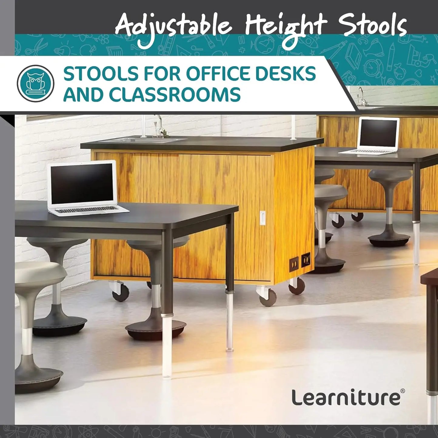 Adjustable Height Active Learning Stool for Office Desks & Classrooms, Foam-Padded Backless Wobble Stool with Rocking Motion