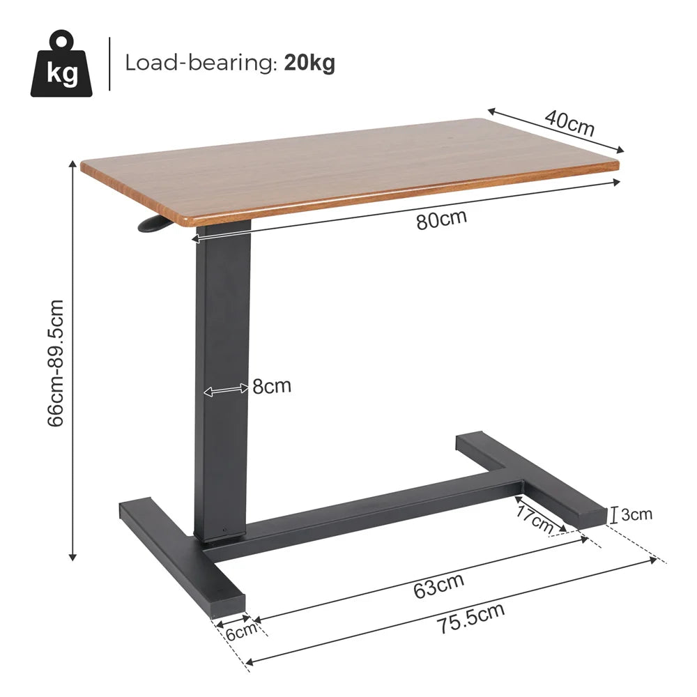 Rolling Over the Bed Laptop Desk, Height Adjustable C Shape Table, Hidden Wheel