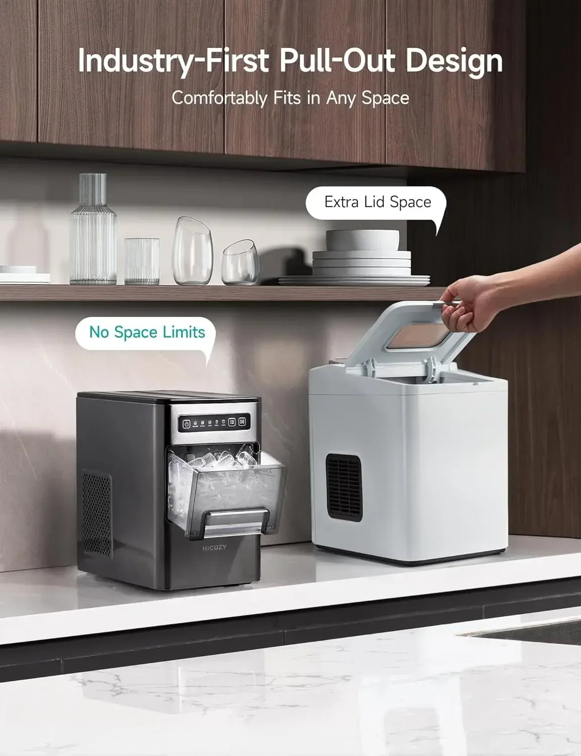 Self-Cleaning Countertop Ice Maker, Makes 24 lbs. in a Day, 2 Bullet Ice Cube Sizes, Pull-Out Tray, Space Saving Design