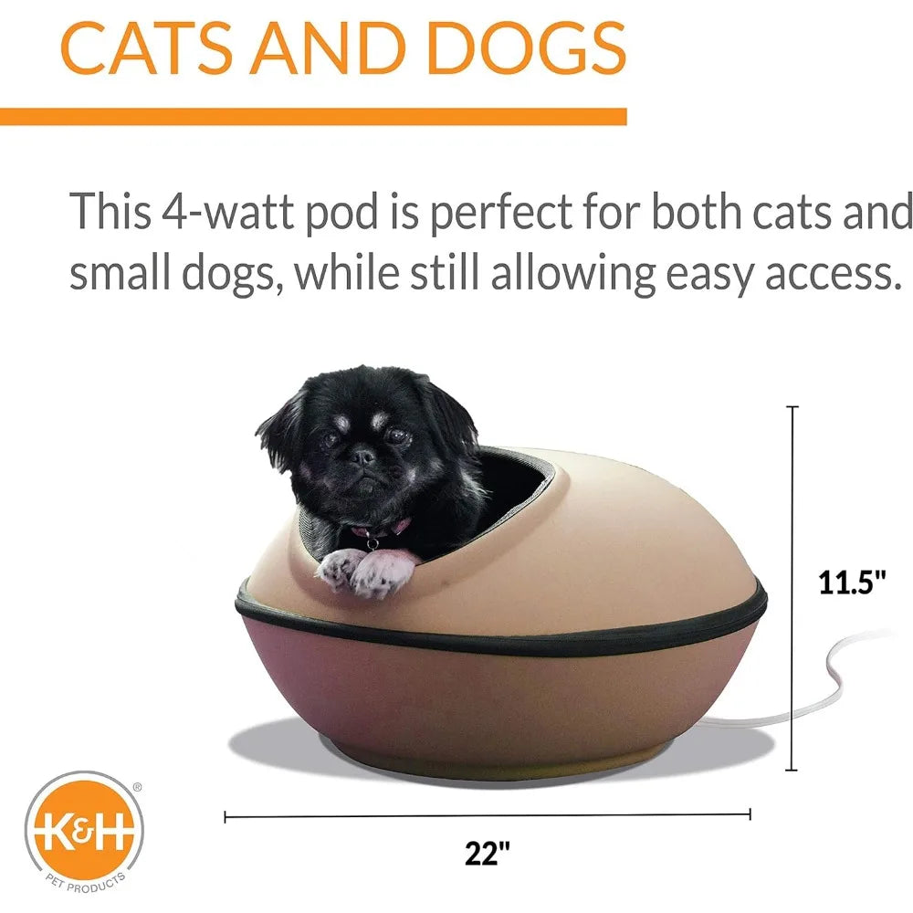 Cat & Dog Dream Pod Heated Bed, Removable & Washable Cushion