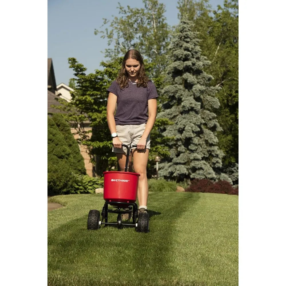 Walk-Behind Fertilizer Spreader with 40lb Hopper, Garden Seeder, Salt Spreader, 9" Pneumatic Wheels