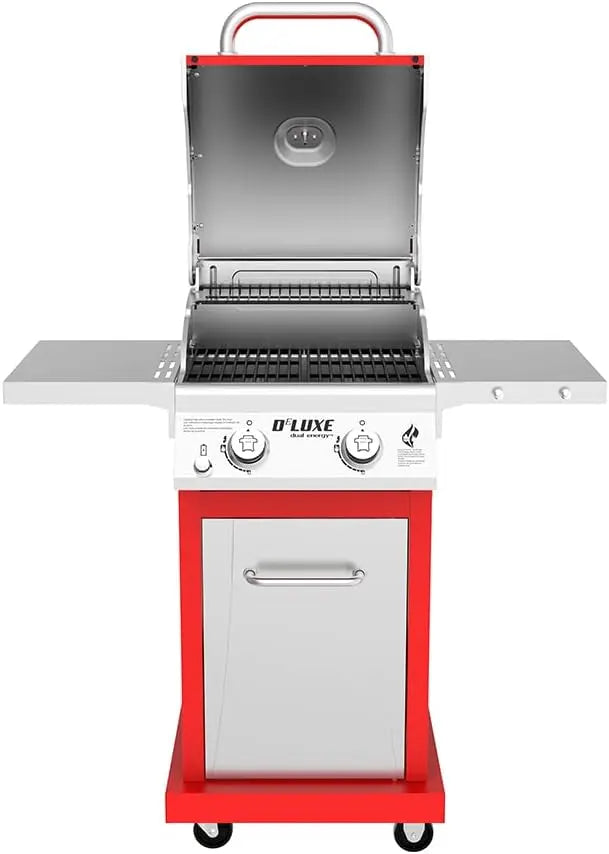 Compact 2-Burner Propane Gas 28,000 BTUs Grill with Warming Rack, Foldable Side Shelves & Porcelain Cast-Iron Cooking Grates