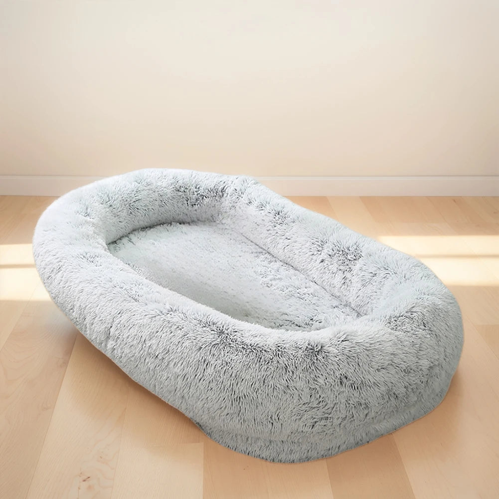 Large Size Human & Dog Bed with Raised All-Around Padded Rim, Large Side Pockets & 2 Carry Handles; Strengthens the Bond with Your Fur Baby