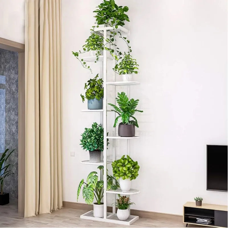 Metal 8 Tier Tall Plant Stand with Thick Iron Frame, Holds 9 Pots, Space Saver Display Rack