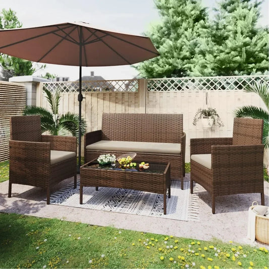 Rattan Wicker Patio Furniture, 4pc & 3pc Conversation Sets for Garden, Backyard, Balcony & Poolside