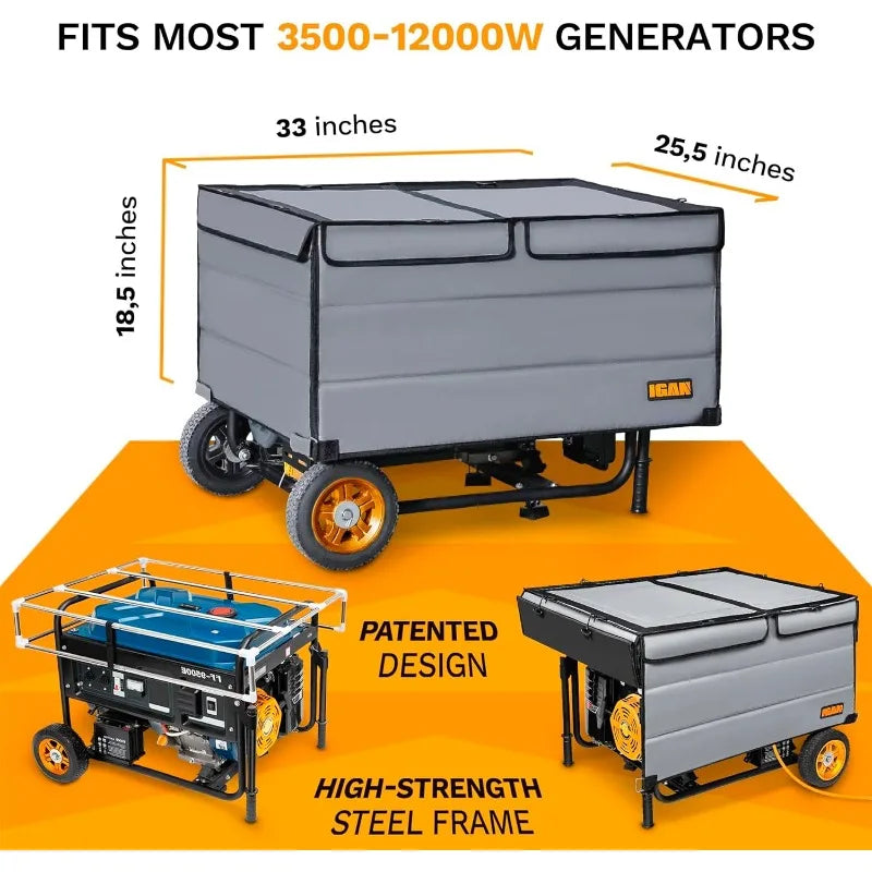 Running Generator Cover 100% Waterproof with Ultra Heavy Duty Tarpaulin & High-Strength Steel Frame, Generator Storage Tent