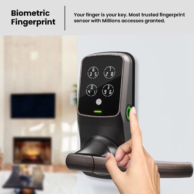 Wi-Fi Smart Lock, Keyless Entry Door Lock, PIN Genie® Keypad, 3D Biometric Fingerprint Sensor, Voice Control, Auto Lock