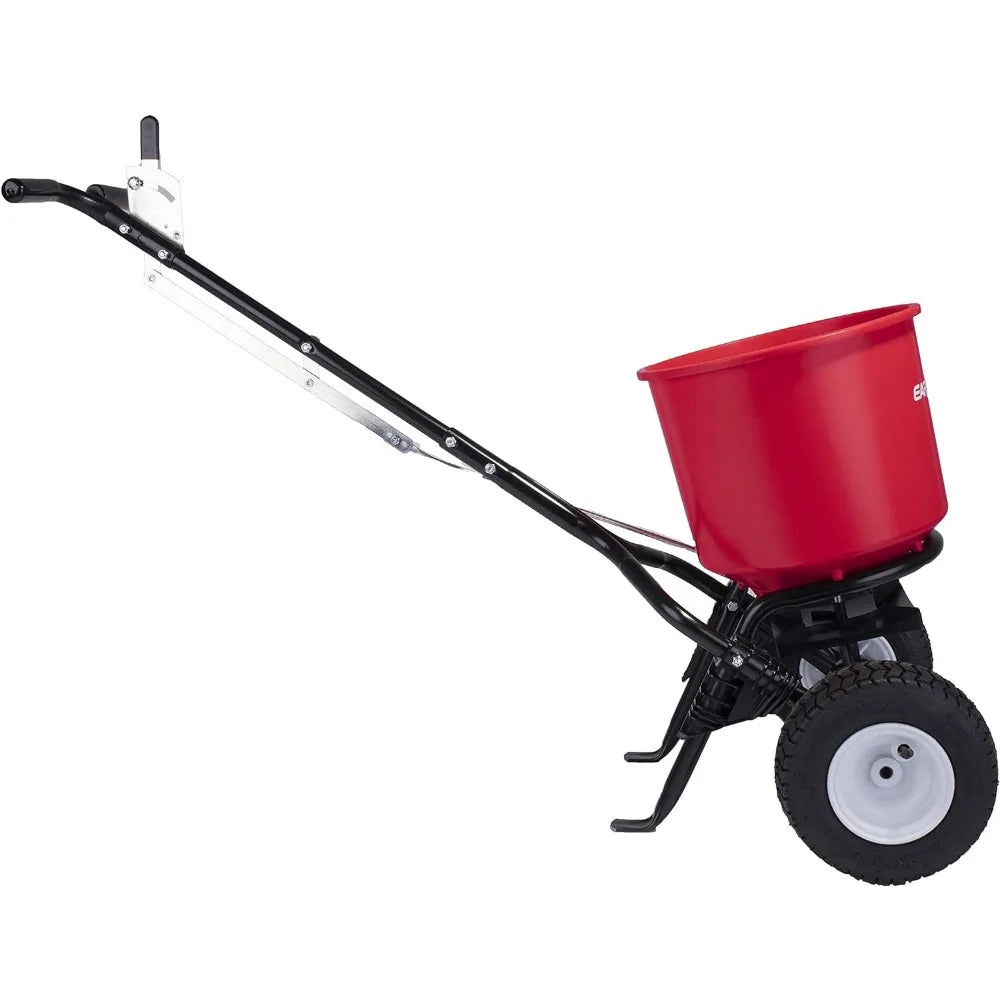 Walk-Behind Fertilizer Spreader with 40lb Hopper, Garden Seeder, Salt Spreader, 9" Pneumatic Wheels