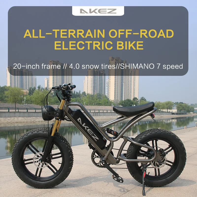 Electric Cruiser Bike, Fat Tires, 7-Speed Shifter, Dual Shock Absorbers