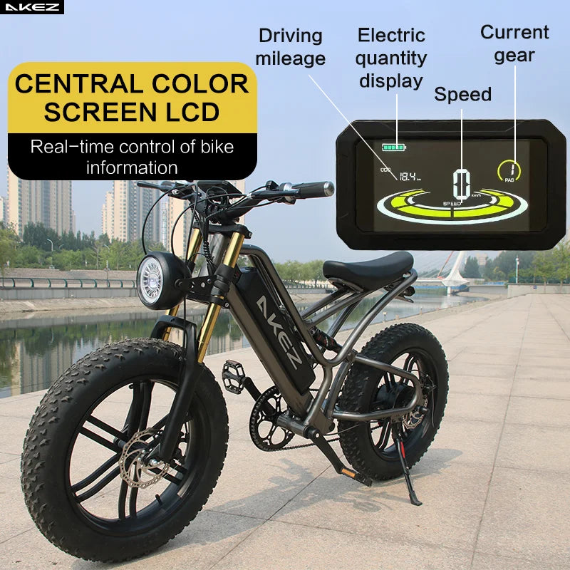 Electric Cruiser Bike, Fat Tires, 7-Speed Shifter, Dual Shock Absorbers